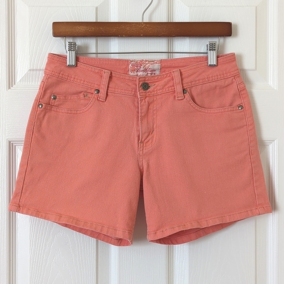 Signature by Levi Strauss Y2K Classic Mid Rise Slim Fit Jean Shorts Coral Pink 4 - Picture 1 of 12